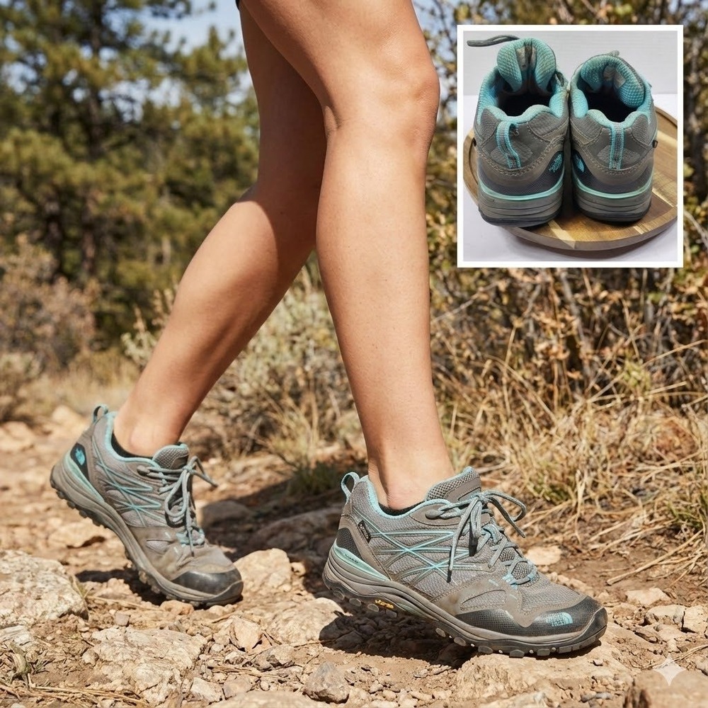 The North Face Women's Hedgehog Fastpack GTX Hiking Shoes Grey Teal Size 7.5‎